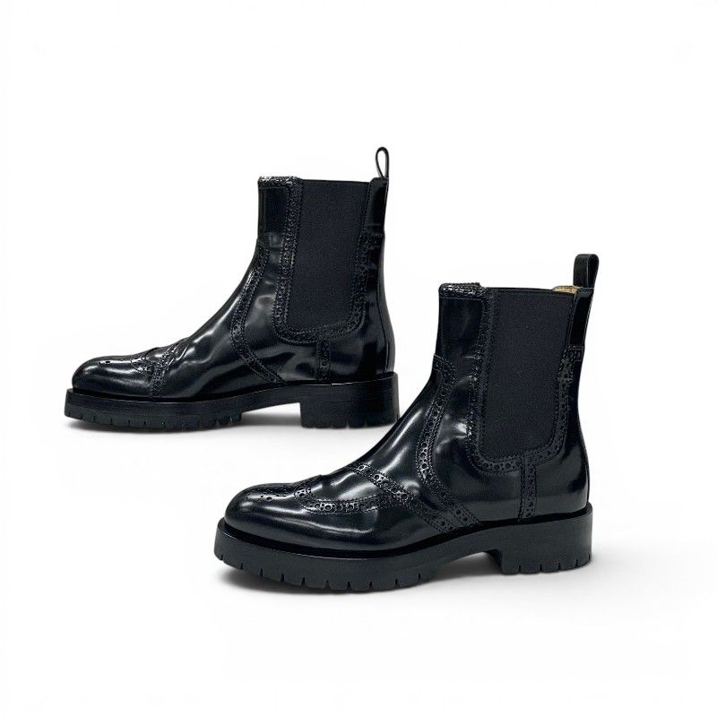 Hermes Boots Short Shoes Leather Black Side Gore Wing — view 3