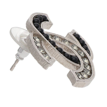 Chanel CC Logo Rhinestone Earrings — view 4