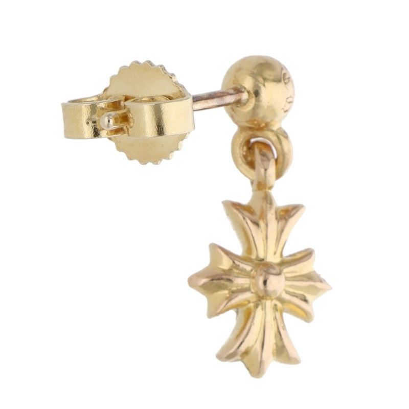 Chrome Hearts 22k Tny CH Pls Tiny Ech Plus Drop Gold Earrings — view 2