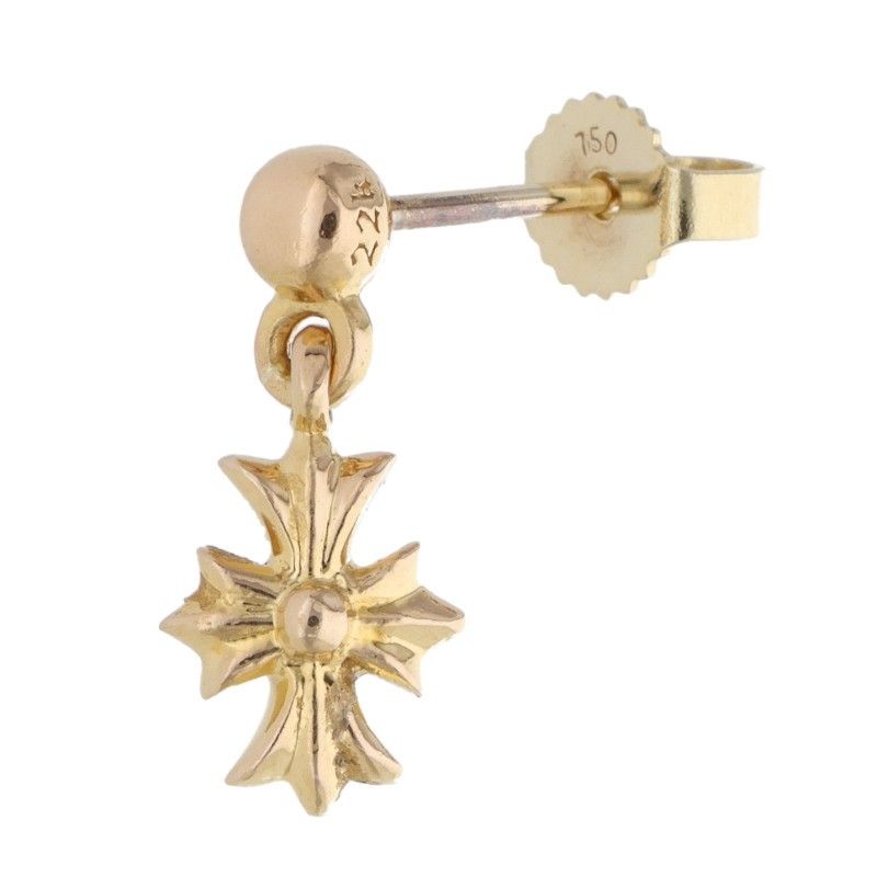 Chrome Hearts 22k Tny CH Pls Tiny Ech Plus Drop Gold Earrings