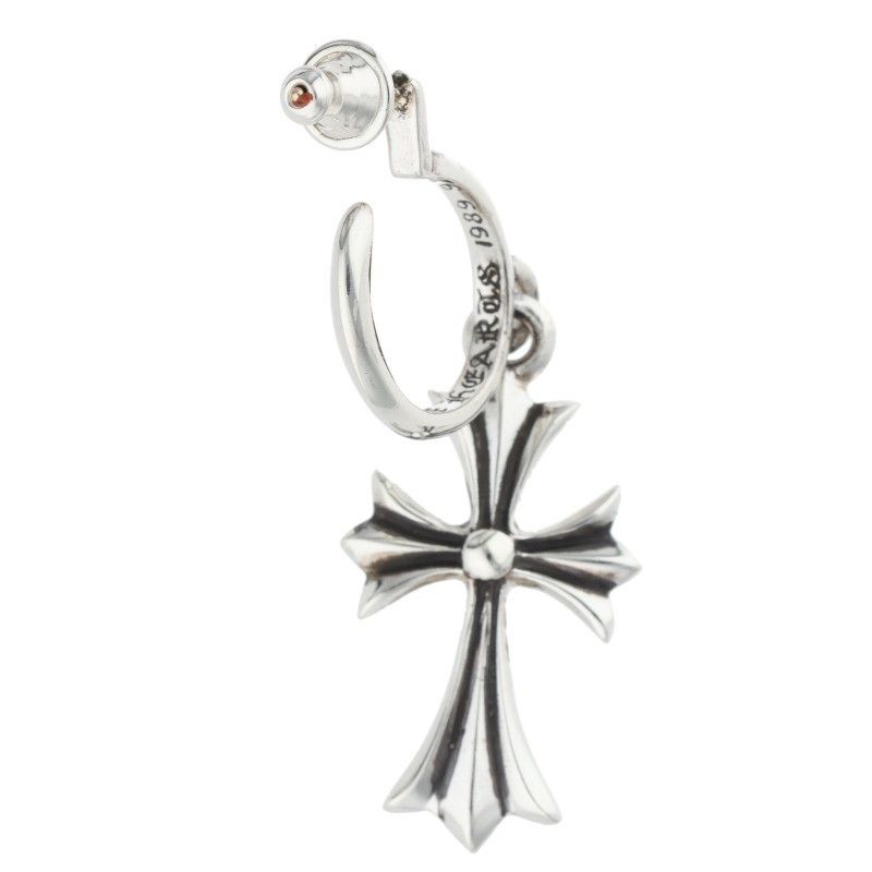 Chrome Hearts Tiny CH Cross Hoop Silver Earrings — view 2
