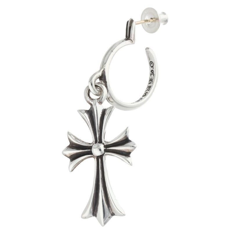 Chrome Hearts Tiny CH Cross Hoop Silver Earrings