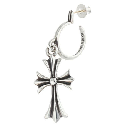 Chrome Hearts Tiny CH Cross Hoop Silver Earrings