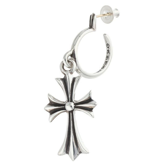 Chrome Hearts Tiny CH Cross Hoop Silver Earrings