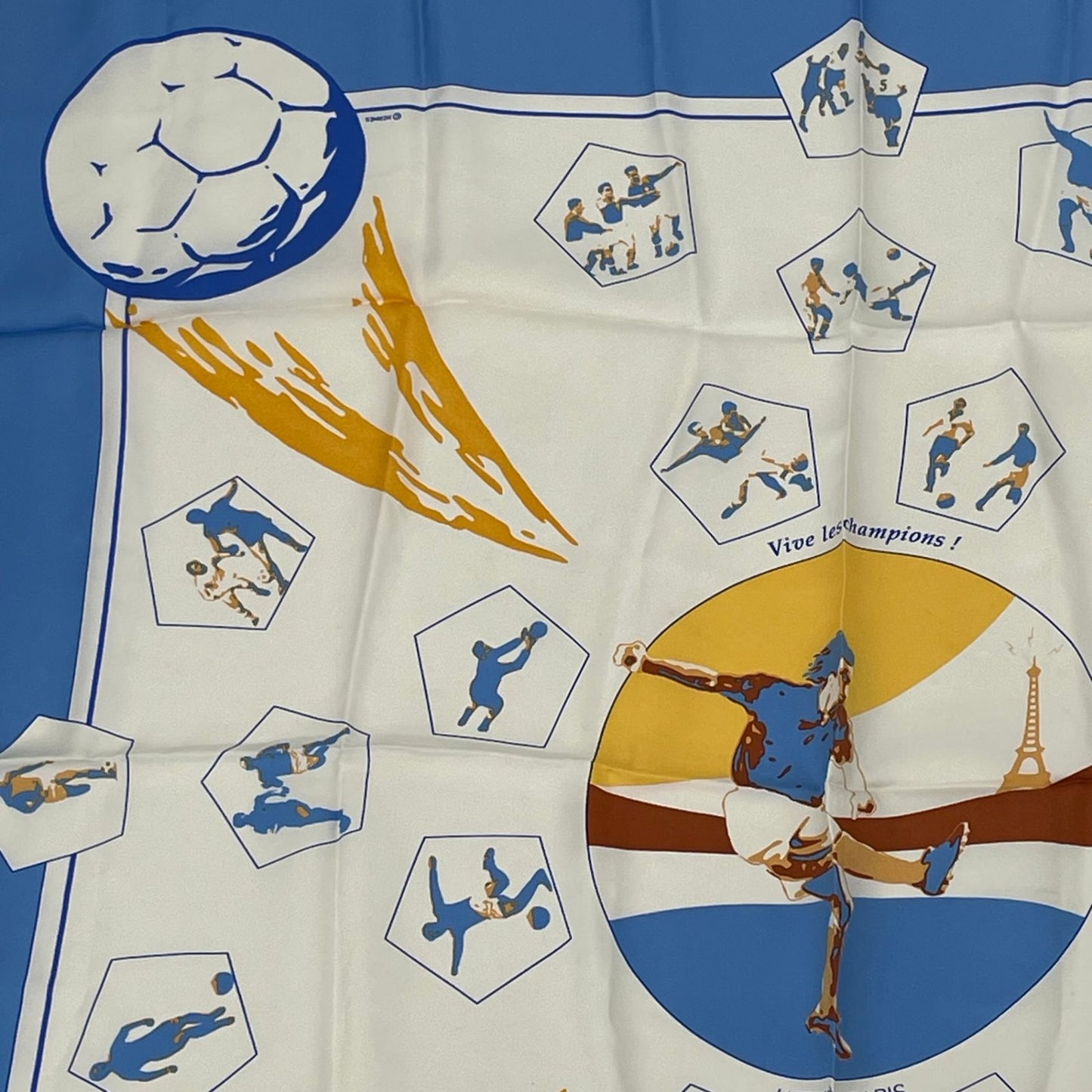 Hermes Carre 90 Vive les Champion Viva Blue Scarf — view 2