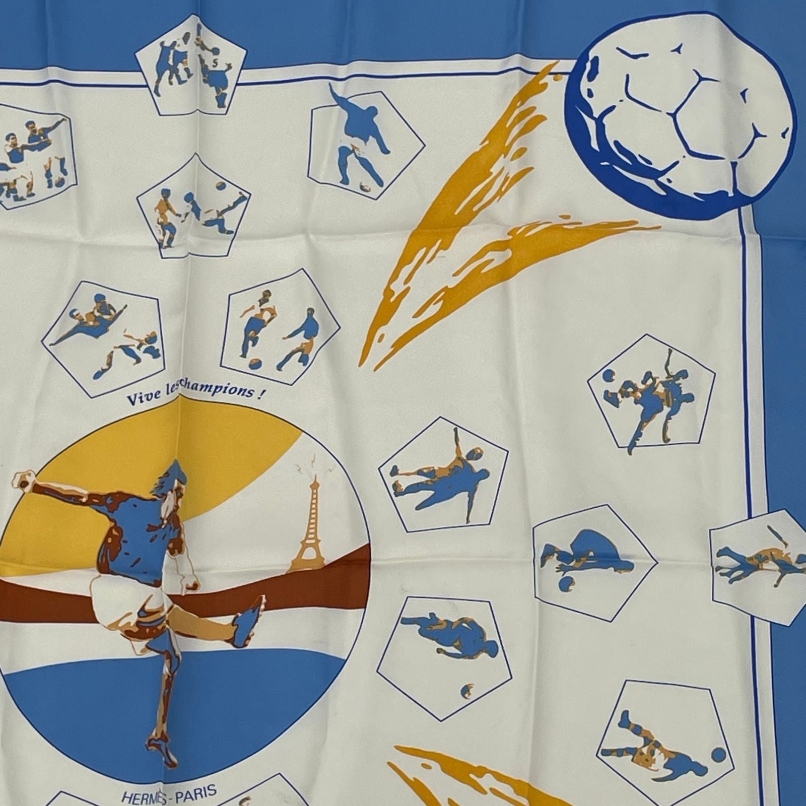 Hermes Carre 90 Vive les Champion Viva Blue Scarf — view 3