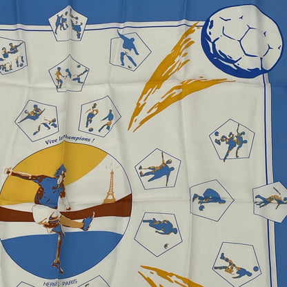 Hermes Carre 90 Vive les Champion Viva Blue Scarf — view 3