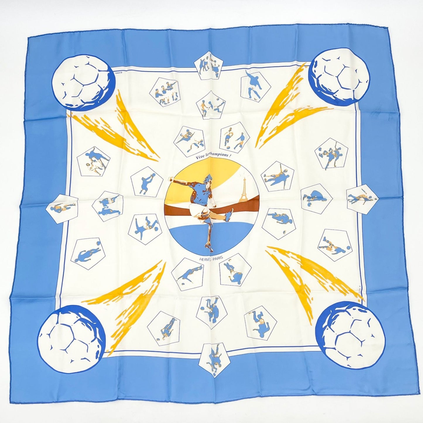 Hermes Carre 90 Vive les Champion Viva Blue Scarf