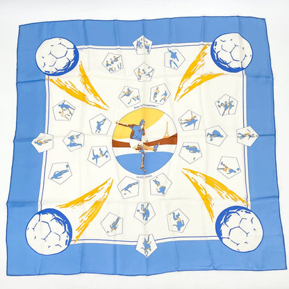Hermes Carre 90 Vive les Champion Viva Blue Scarf