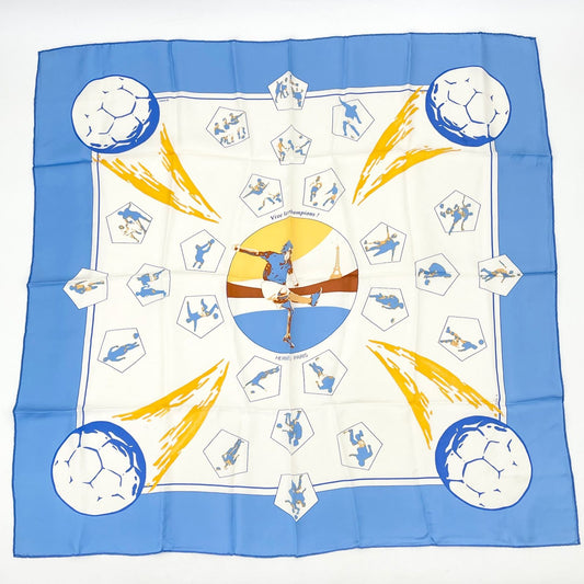 Hermes Carre 90 Vive les Champion Viva Blue Scarf
