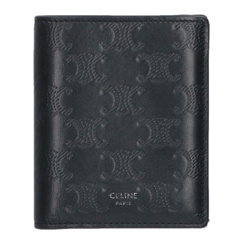 Celine Triomphe Logo Embossed Compact Wallet