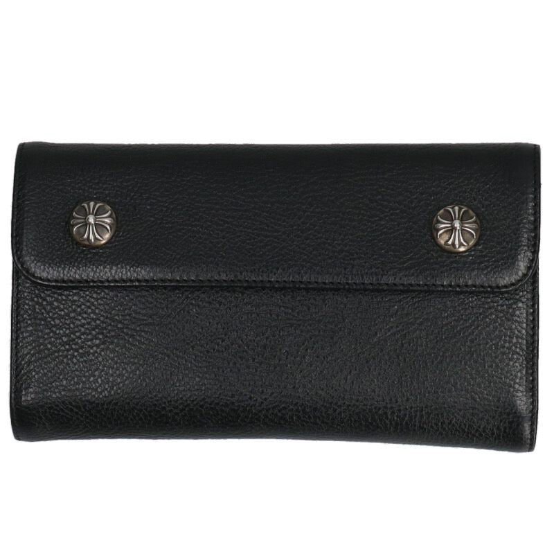 Chrome Hearts Wave Cross Ball Button Leather Wallet