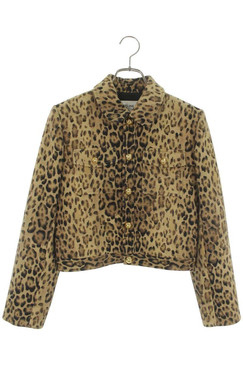 Celine Triomphe Gold Button Leopard Jacket 34