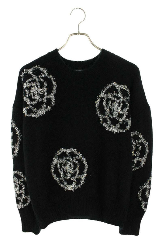 Chanel Camellia Sequin Decoration Knit 38 Sweater