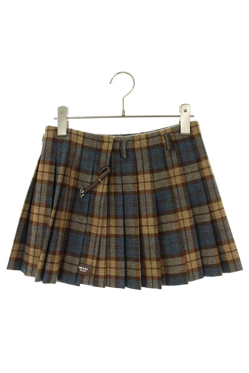 Prada Pleated Check Skirt 36