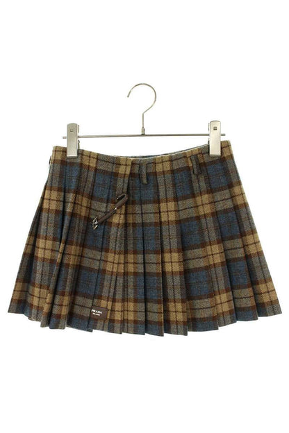 Prada Pleated Check Skirt 36