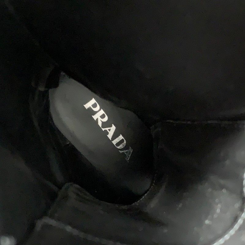 Prada Boots Long Shoes Nylon Leather Black Re-Nylon Triangle Logo Lace — view 7