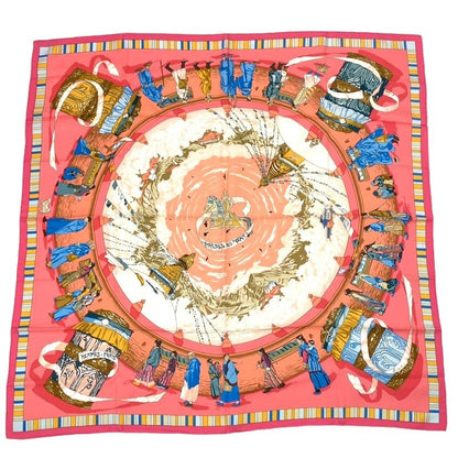 Hermes Carre 90 Prieres AU Vent Prayer in the Wind Silk Scarf Pink
