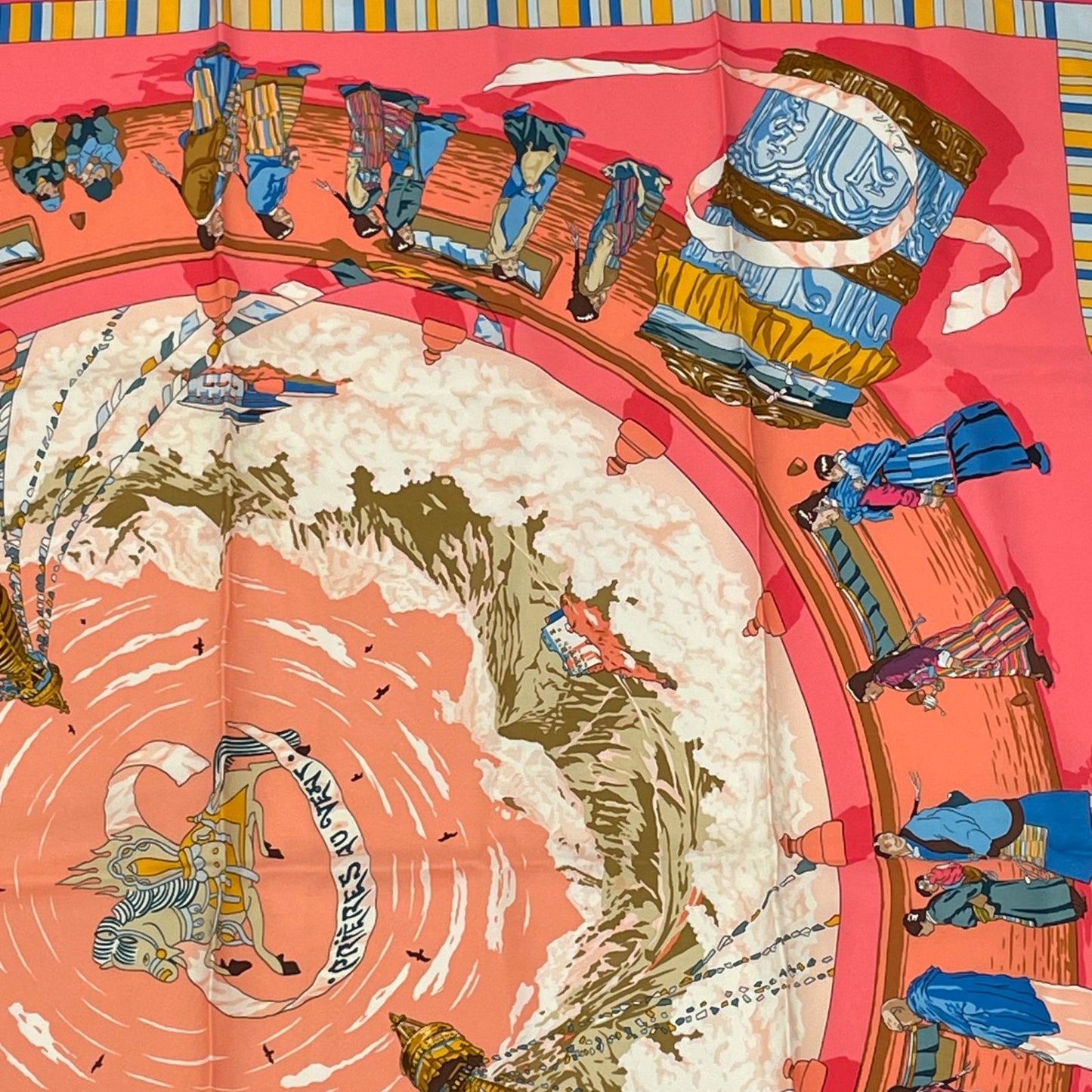 Hermes Carre 90 Prieres AU Vent Prayer in the Wind Silk Scarf Pink — view 3