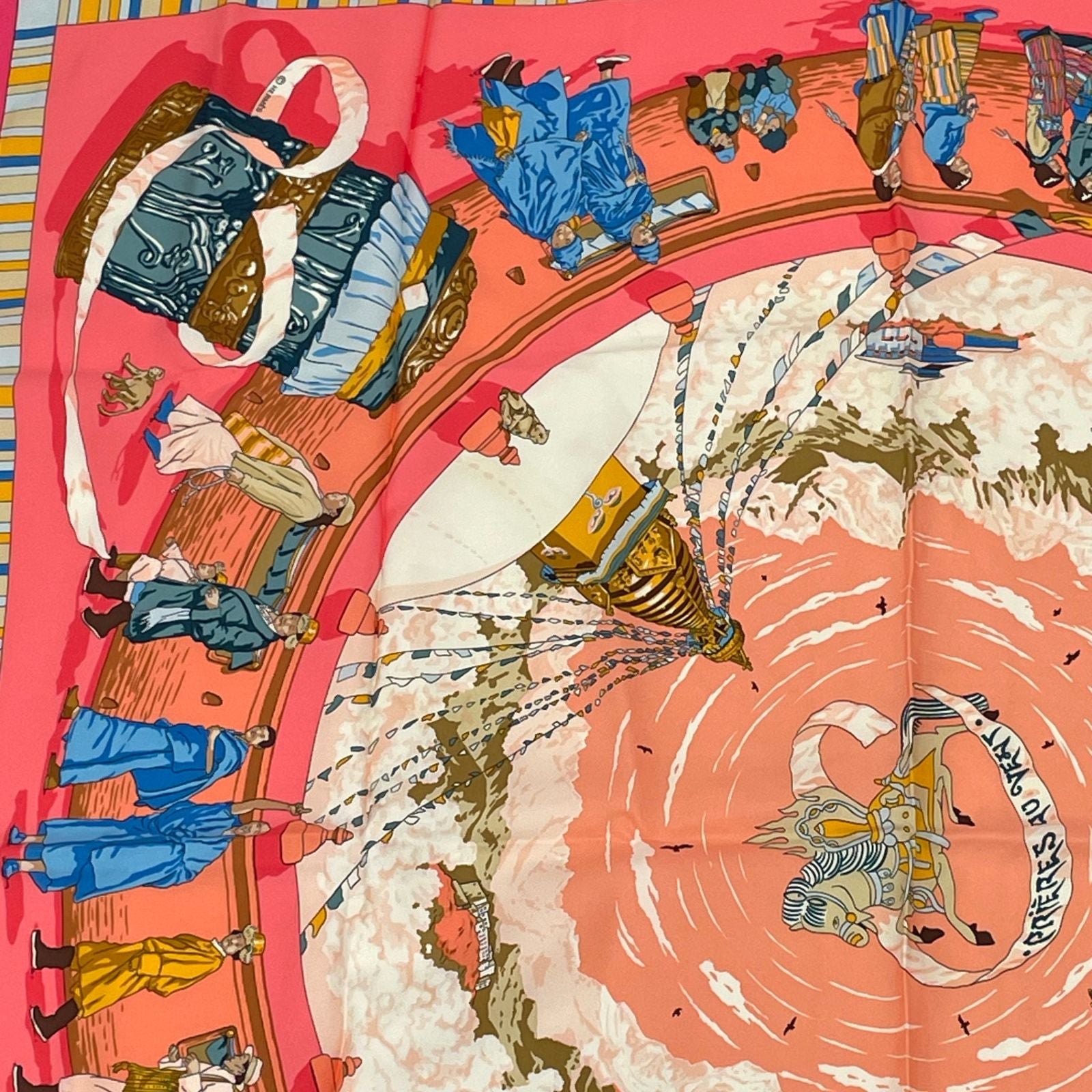 Hermes Carre 90 Prieres AU Vent Prayer in the Wind Silk Scarf Pink — view 2