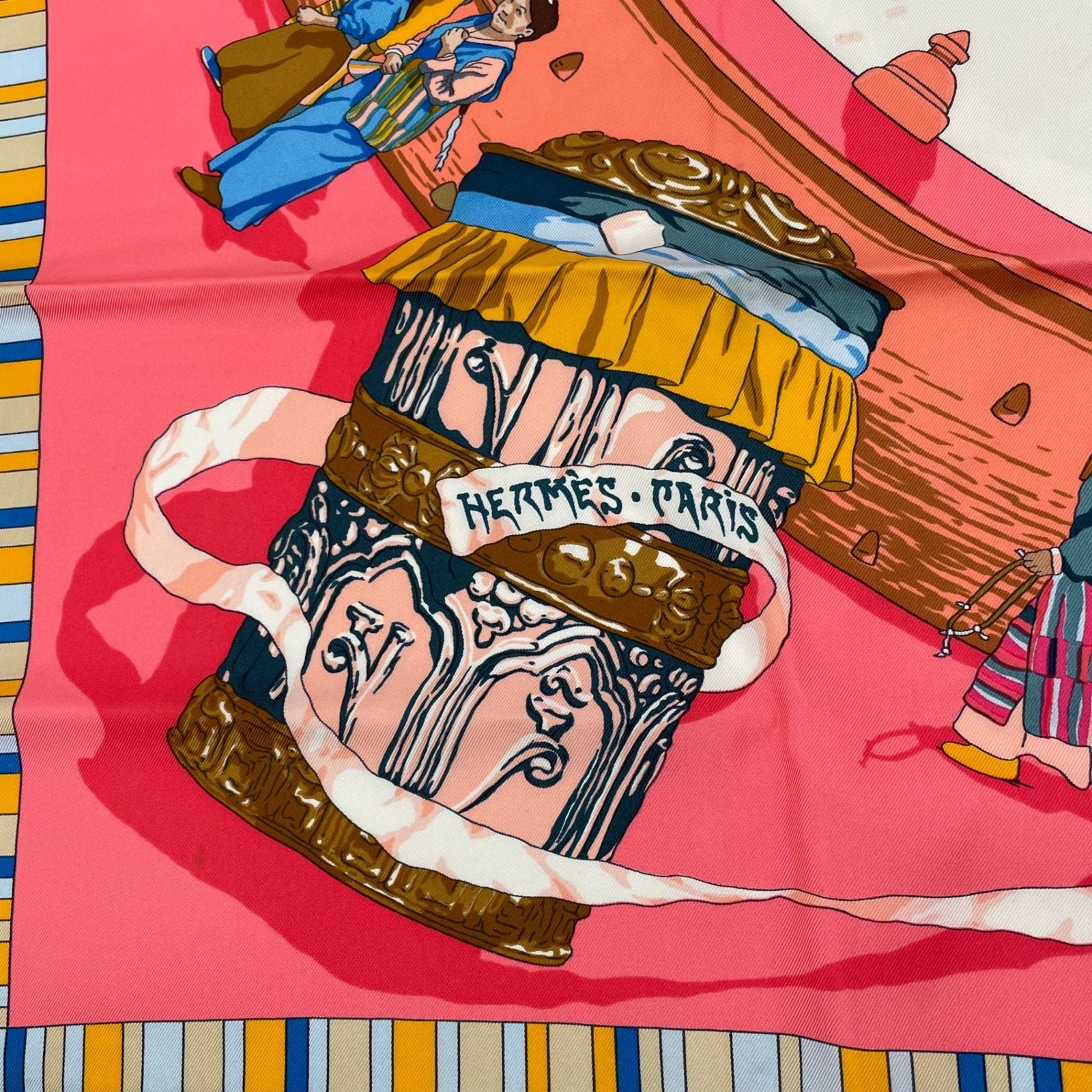 Hermes Carre 90 Prieres AU Vent Prayer in the Wind Silk Scarf Pink — view 7