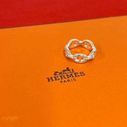 Hermes Chaine D'ancre Ring 925 Sterling Silver