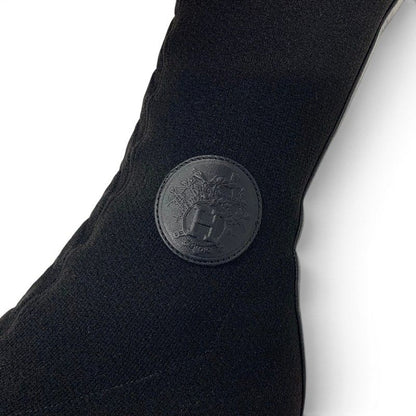 Hermes Fontaine Boots Long Shoes Fabric Leather Black Knit Exlibris — view 8