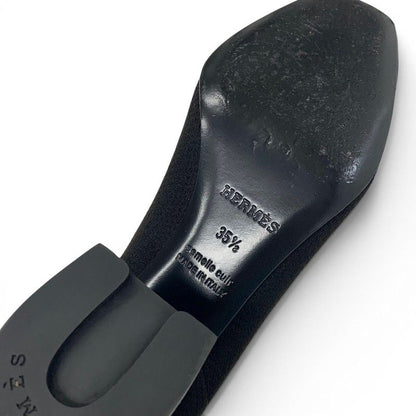 Hermes Fontaine Boots Long Shoes Fabric Leather Black Knit Exlibris — view 7