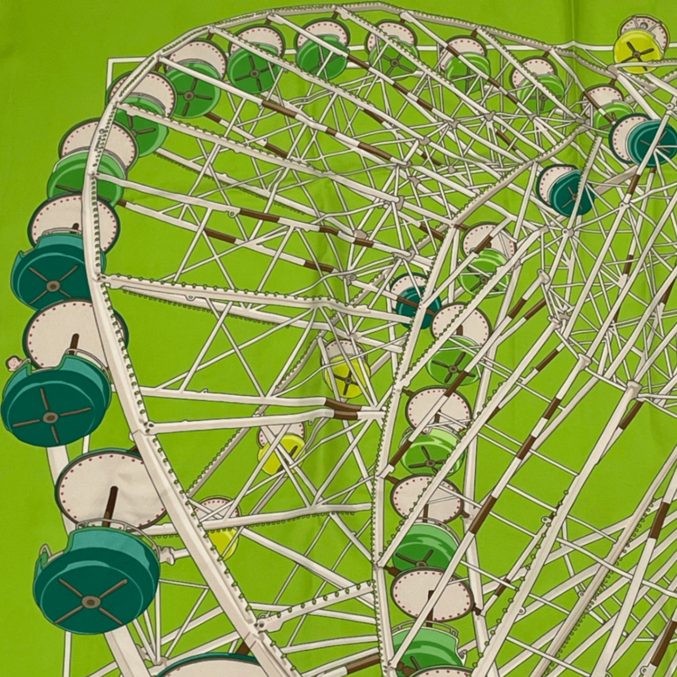 Hermes Carre 90 Scarf Grande Roue Ferris Wheel Green — view 2