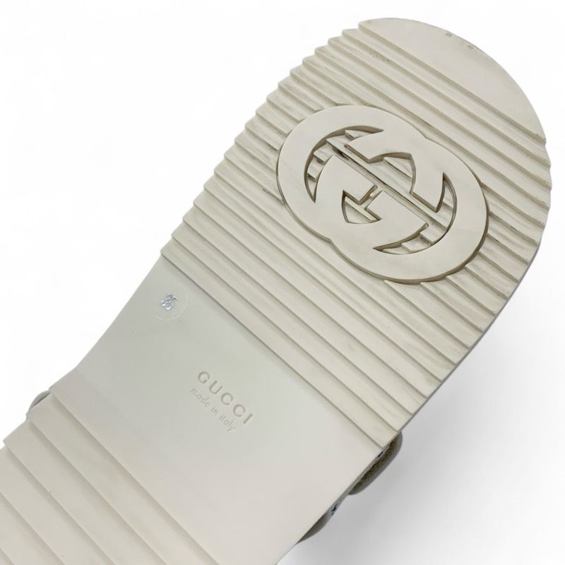 Gucci Double Sandals Shoes Fabric Leather Ivory Multicolor GG Marmont Rhinestone — view 8