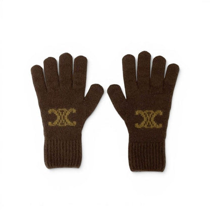 Celine Gloves Brown Triomphe Monogram