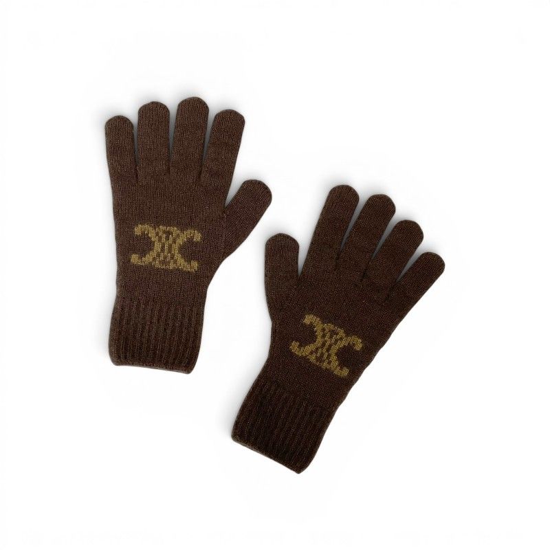 Celine Gloves Brown Triomphe Monogram — view 2