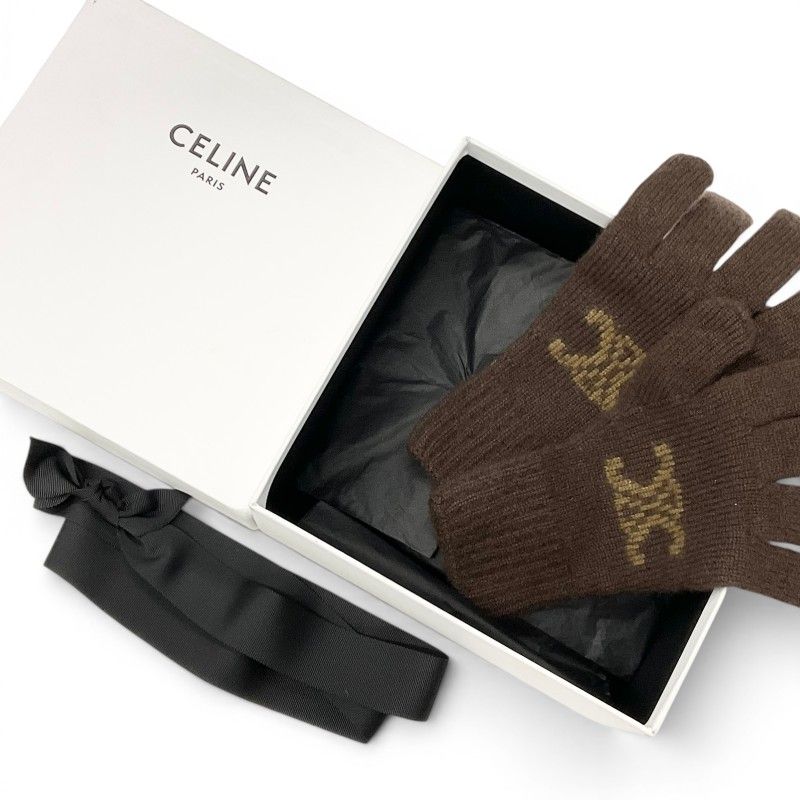 Celine Gloves Brown Triomphe Monogram — view 7