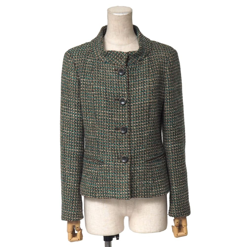 Max Mara Jacket 36 Tweed Stand Color Blazer White