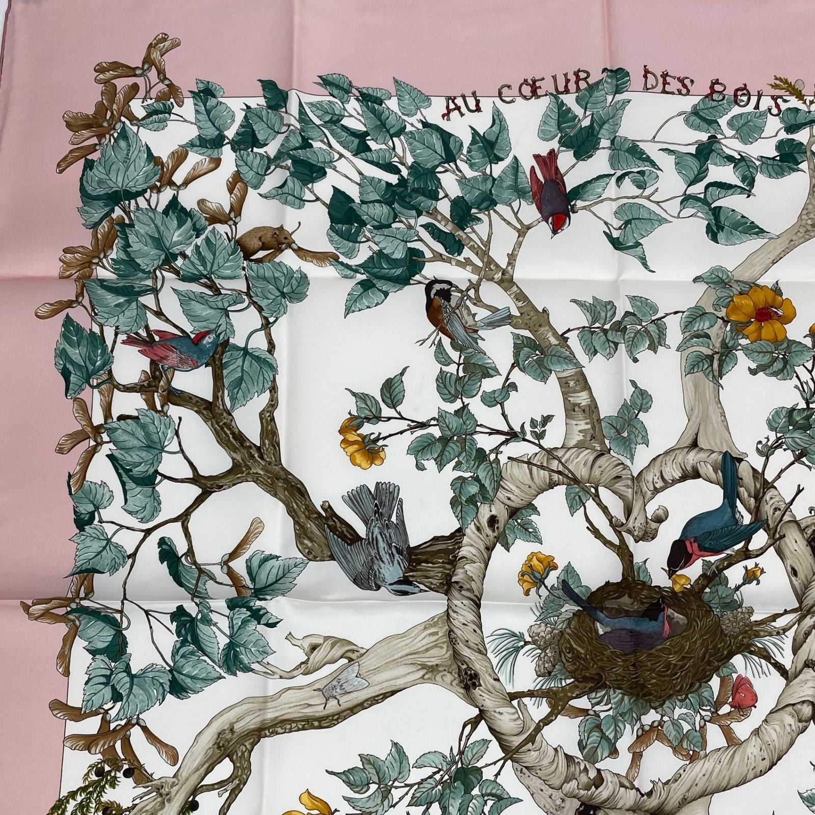 Hermes Carre 90 AU Coeur Des Bois in the Forest Scarf Silk Pink — view 3