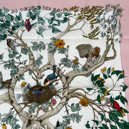 Hermes Carre 90 AU Coeur Des Bois in the Forest Scarf Silk Pink — view 4
