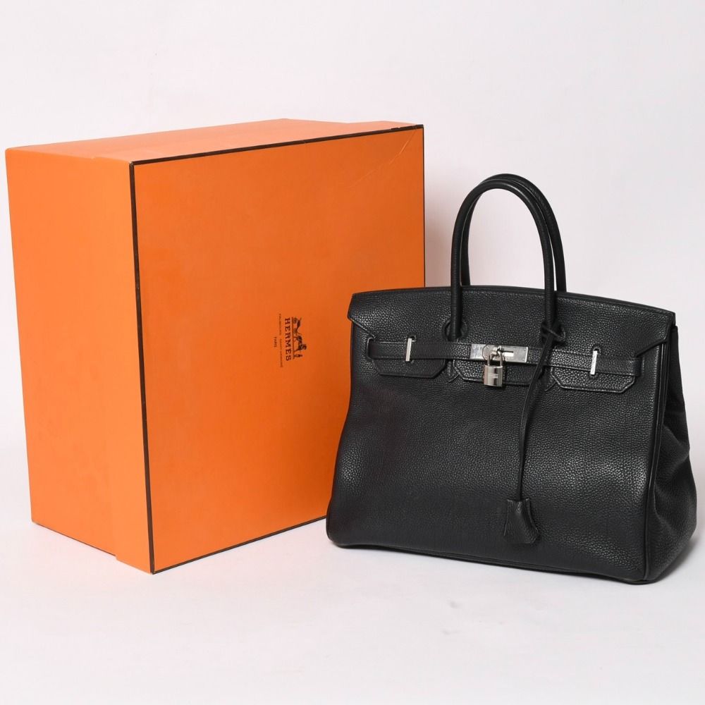 Hermes Birkin 35 Black Silver Togo Handbag