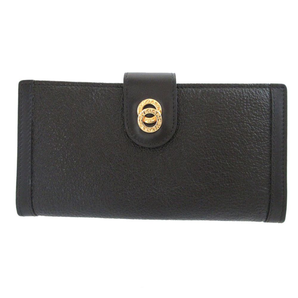 Bvlgari Doppiotondo Leather Black Bifold Wallet Long Bill Holder