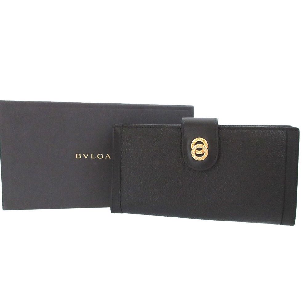 Bvlgari Doppiotondo Leather Black Bifold Wallet Long Bill Holder — view 2