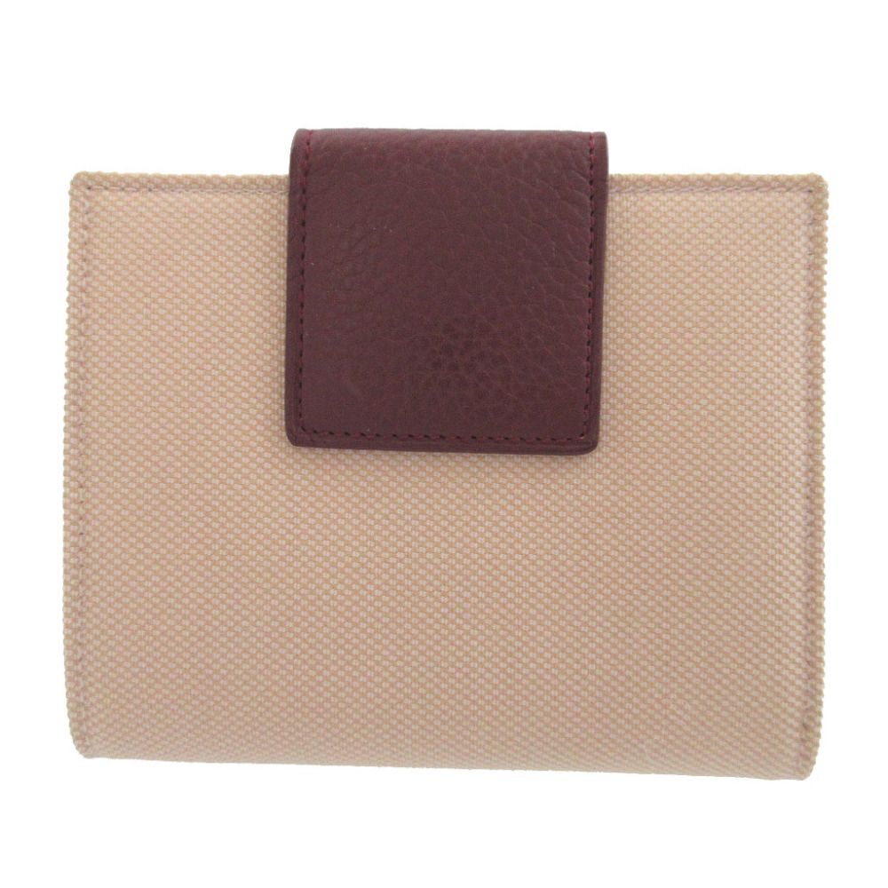 Bvlgari Canvas Leather Beige Bordeaux Hook Wallet — view 3
