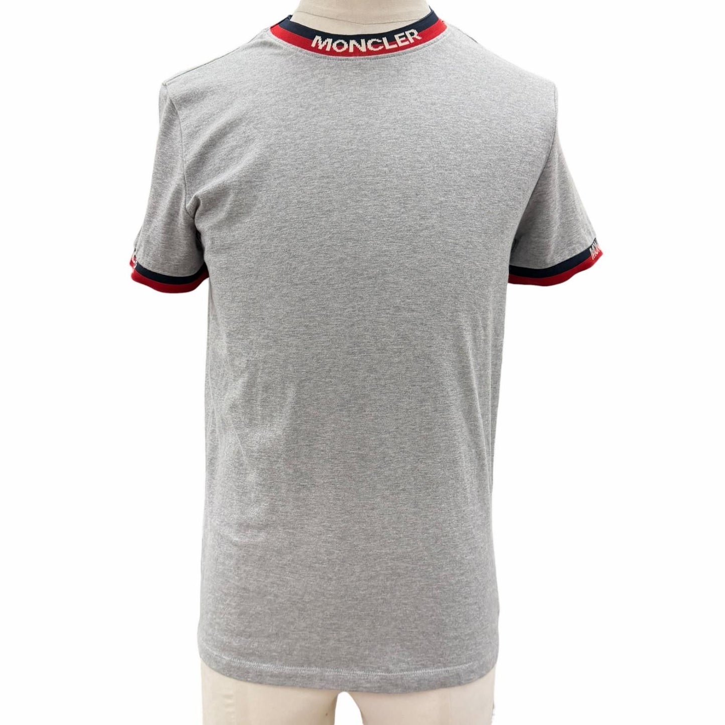 Moncler Maglia T-Shirt Tricolor Short Sleeve Raglan Gray XS