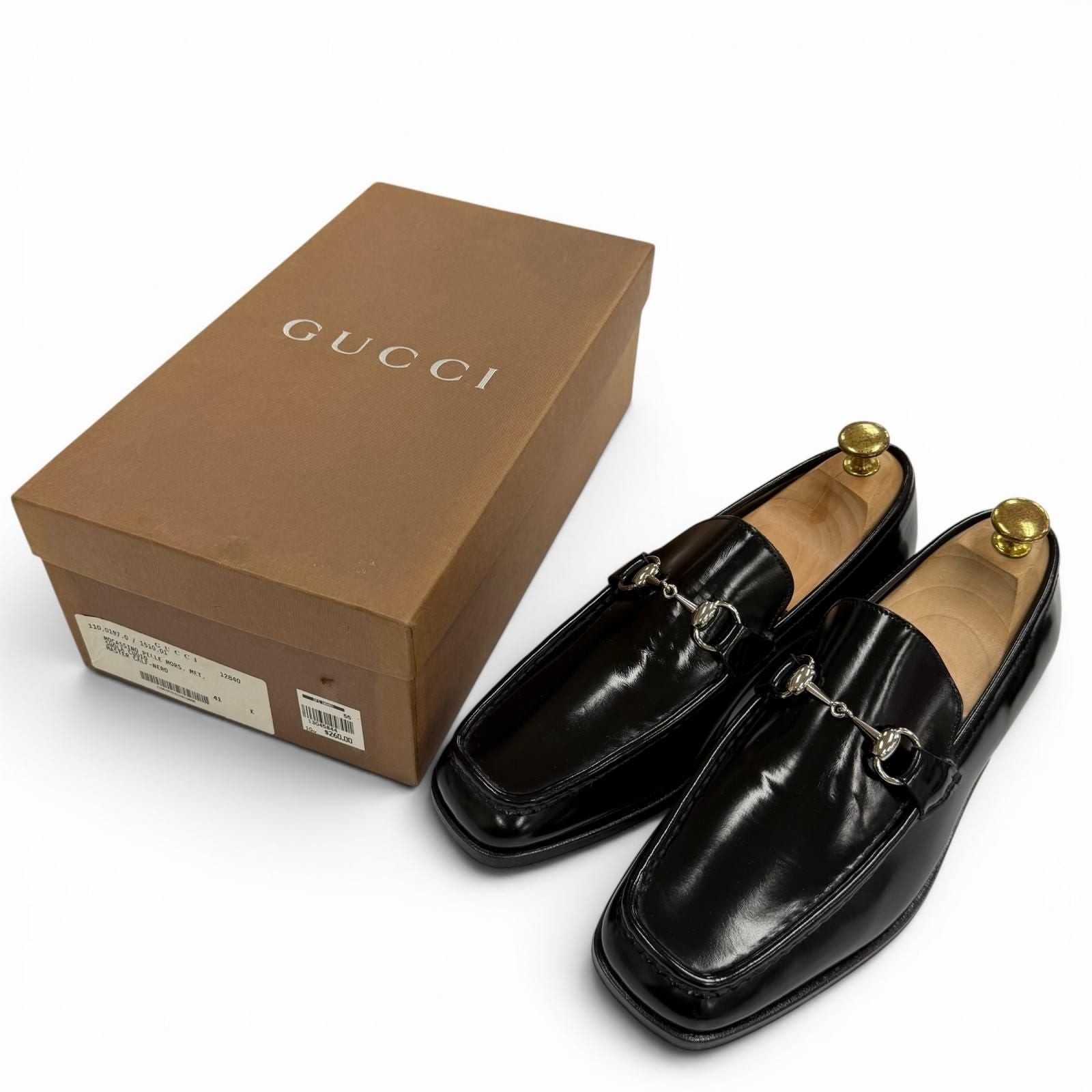 Gucci Vintage Dead Stock Horsebit Leather Shoes Loafers Black Silver — view 2