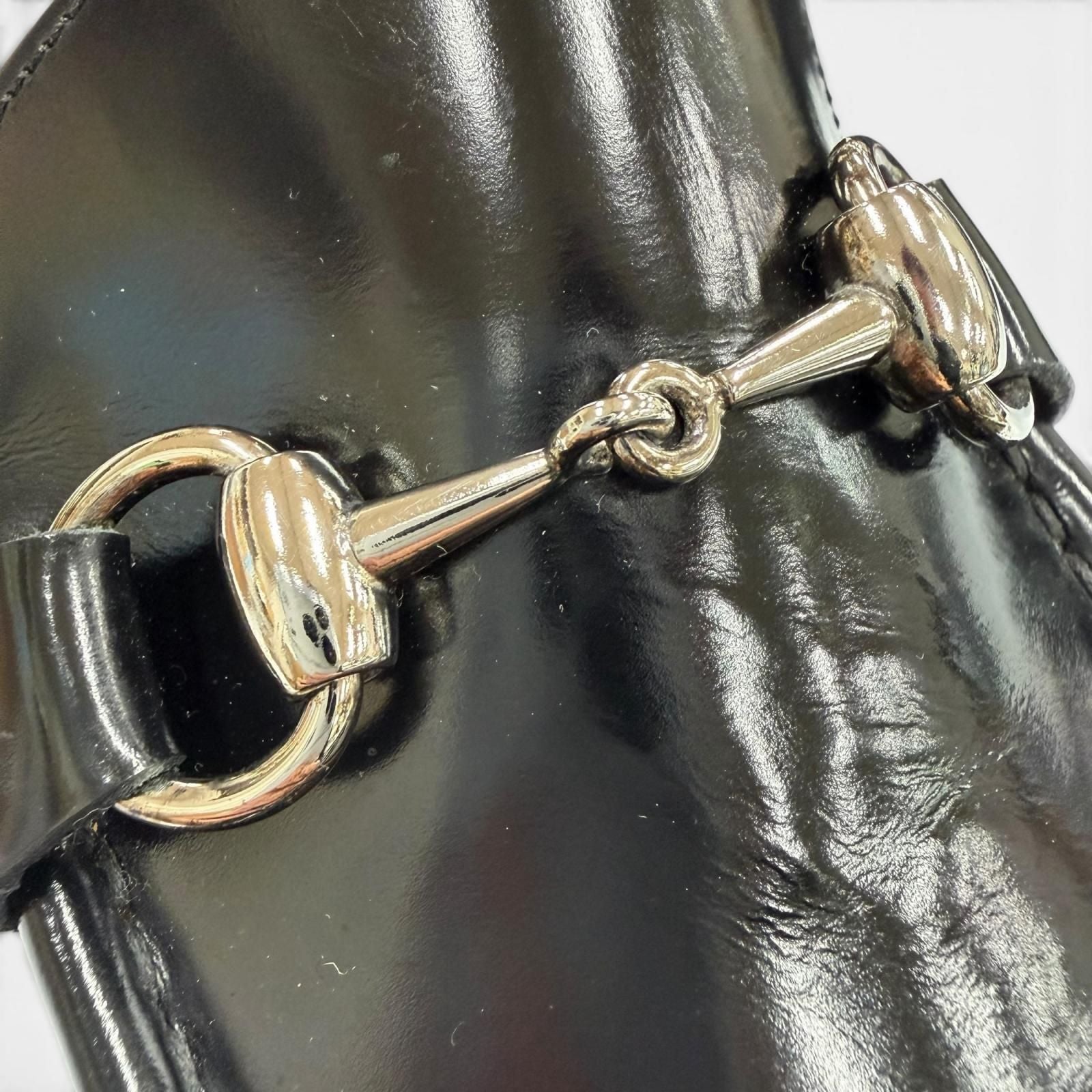 Gucci Vintage Dead Stock Horsebit Leather Shoes Loafers Black Silver — view 7