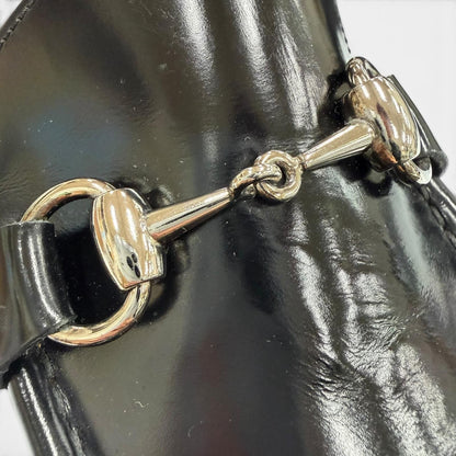 Gucci Vintage Dead Stock Horsebit Leather Shoes Loafers Black Silver — view 7