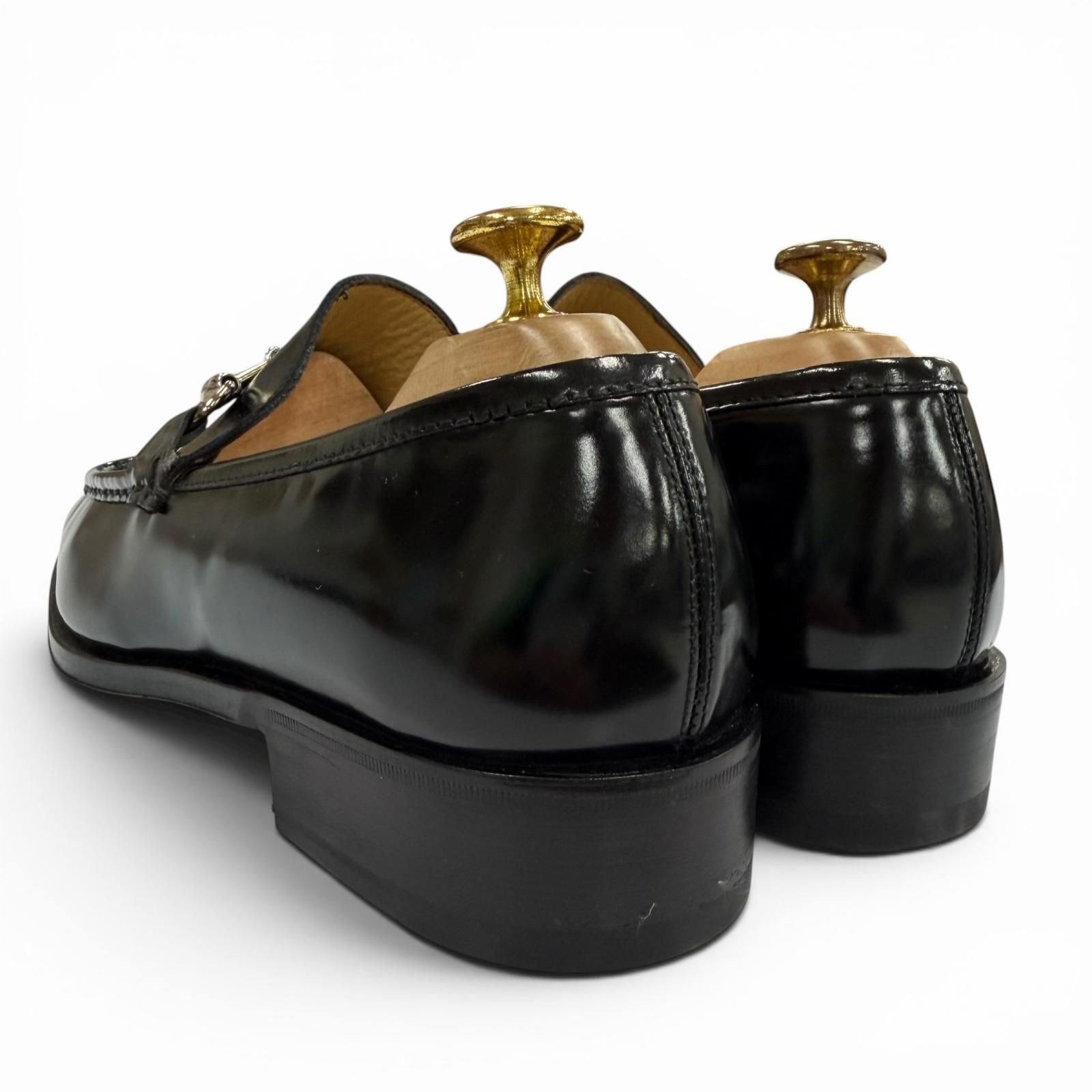 Gucci Vintage Dead Stock Horsebit Leather Shoes Loafers Black Silver — view 4
