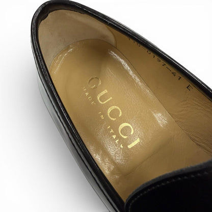 Gucci Vintage Dead Stock Horsebit Leather Shoes Loafers Black Silver — view 8