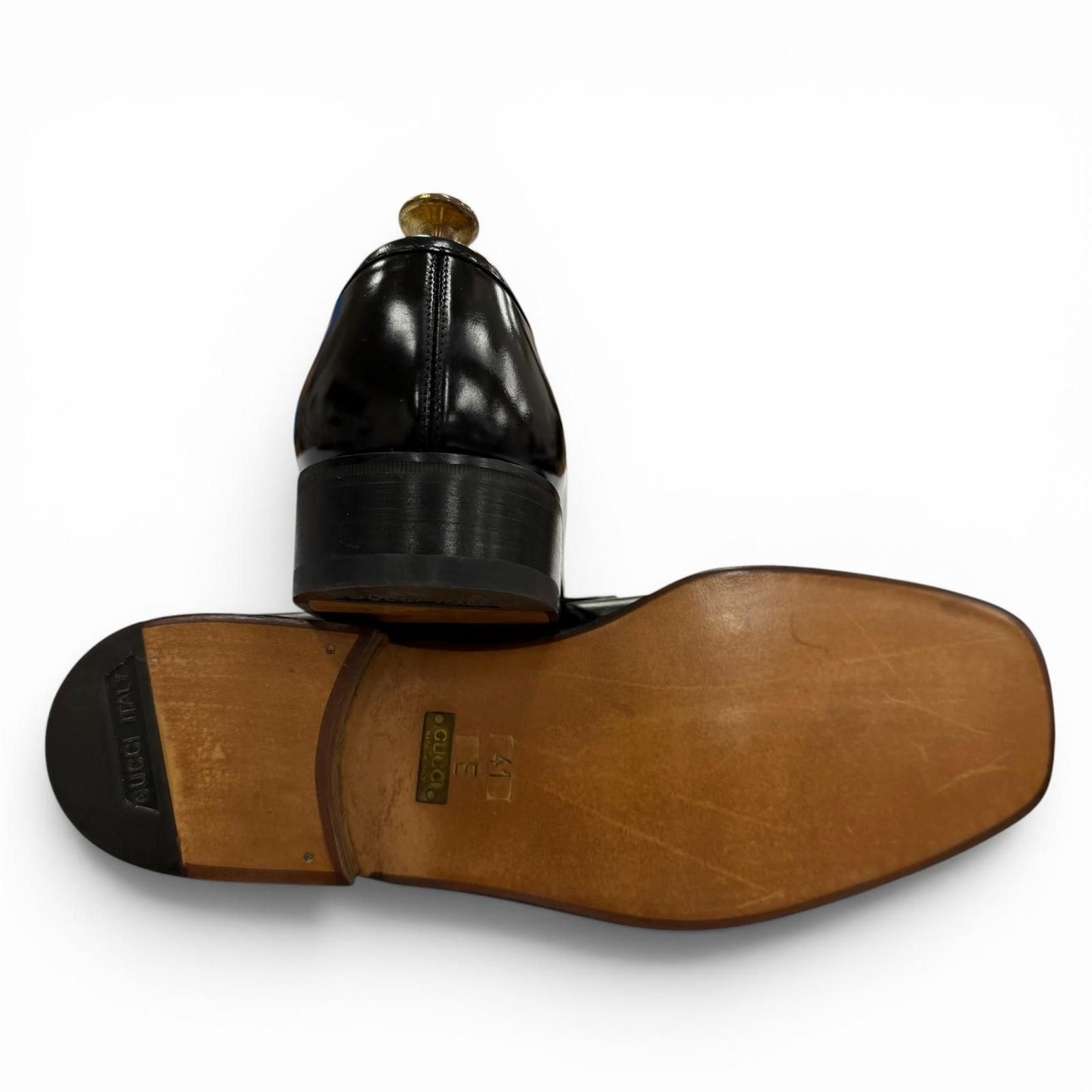 Gucci Vintage Dead Stock Horsebit Leather Shoes Loafers Black Silver — view 5