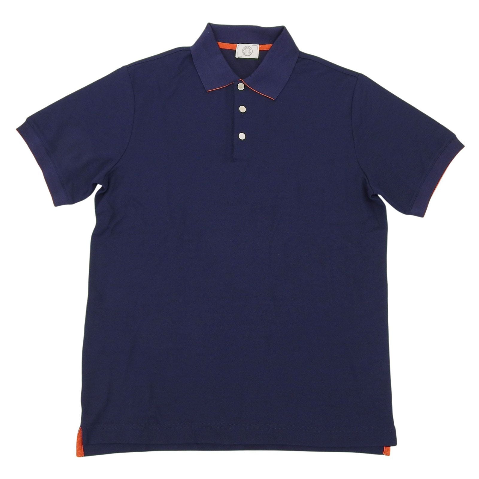 Hermes Cotton Series Button Short Sleeve Polo Shirt Navy