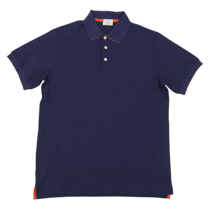 Hermes Cotton Series Button Short Sleeve Polo Shirt Navy
