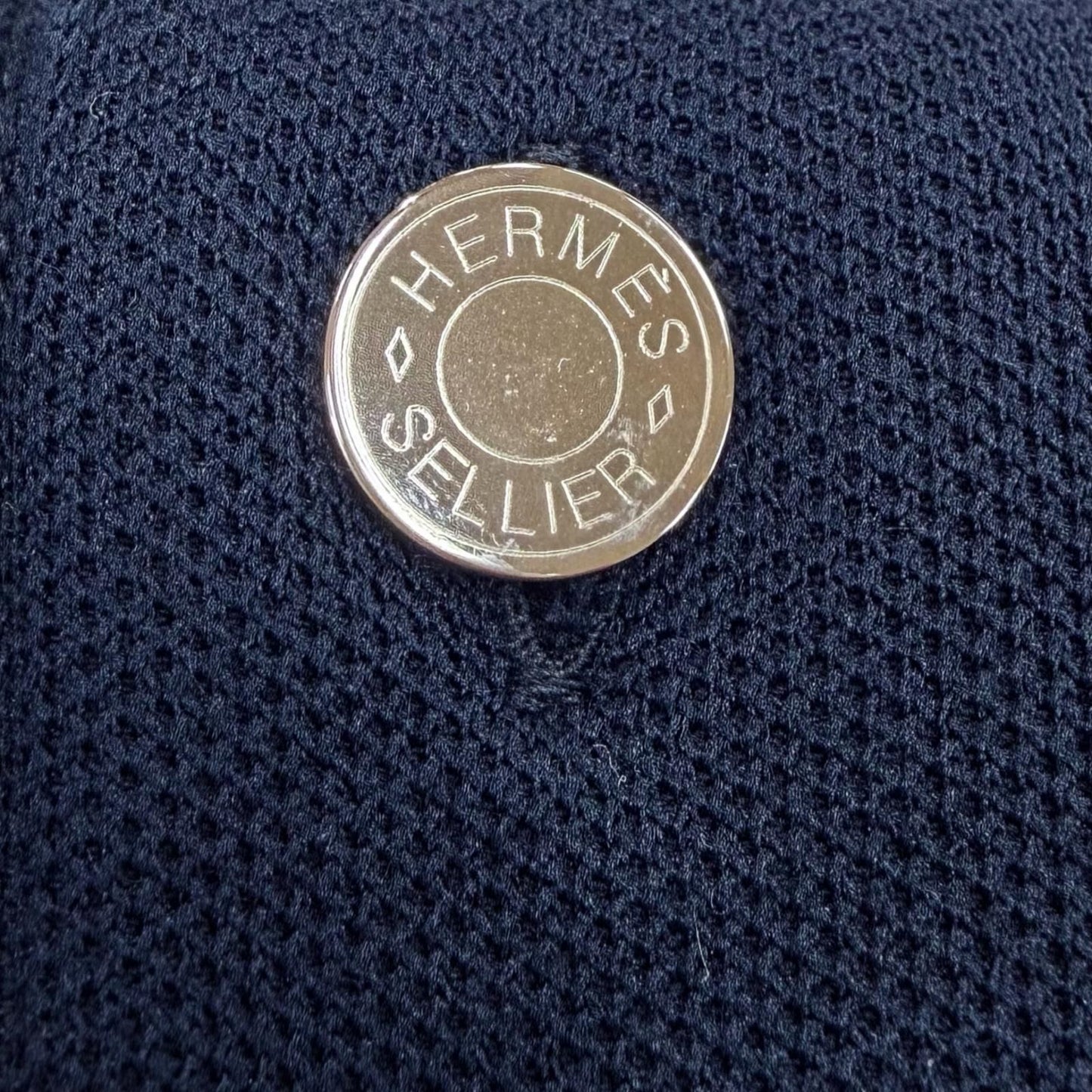 Hermes Cotton Series Button Short Sleeve Polo Shirt Navy — view 4